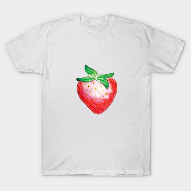 Red watercolor strawberry T-Shirt by Artletar